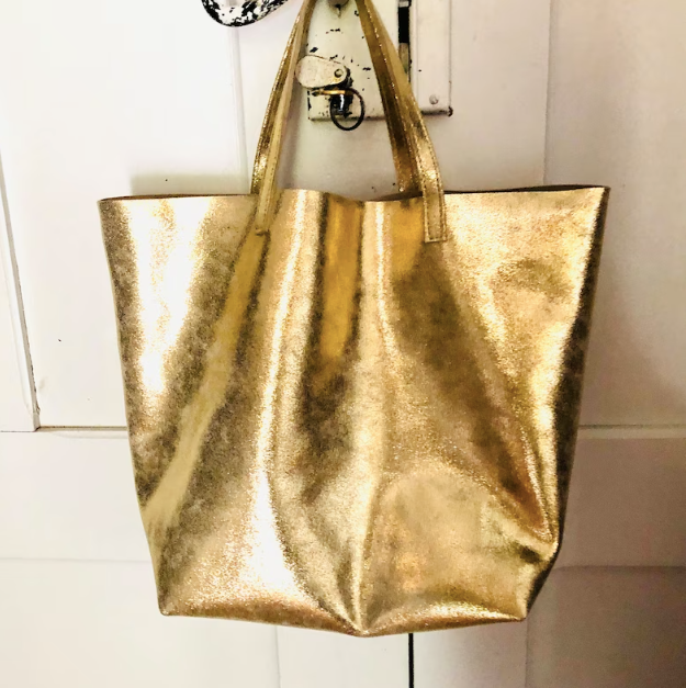 Gold leather tote – cameliaforeveraccessories