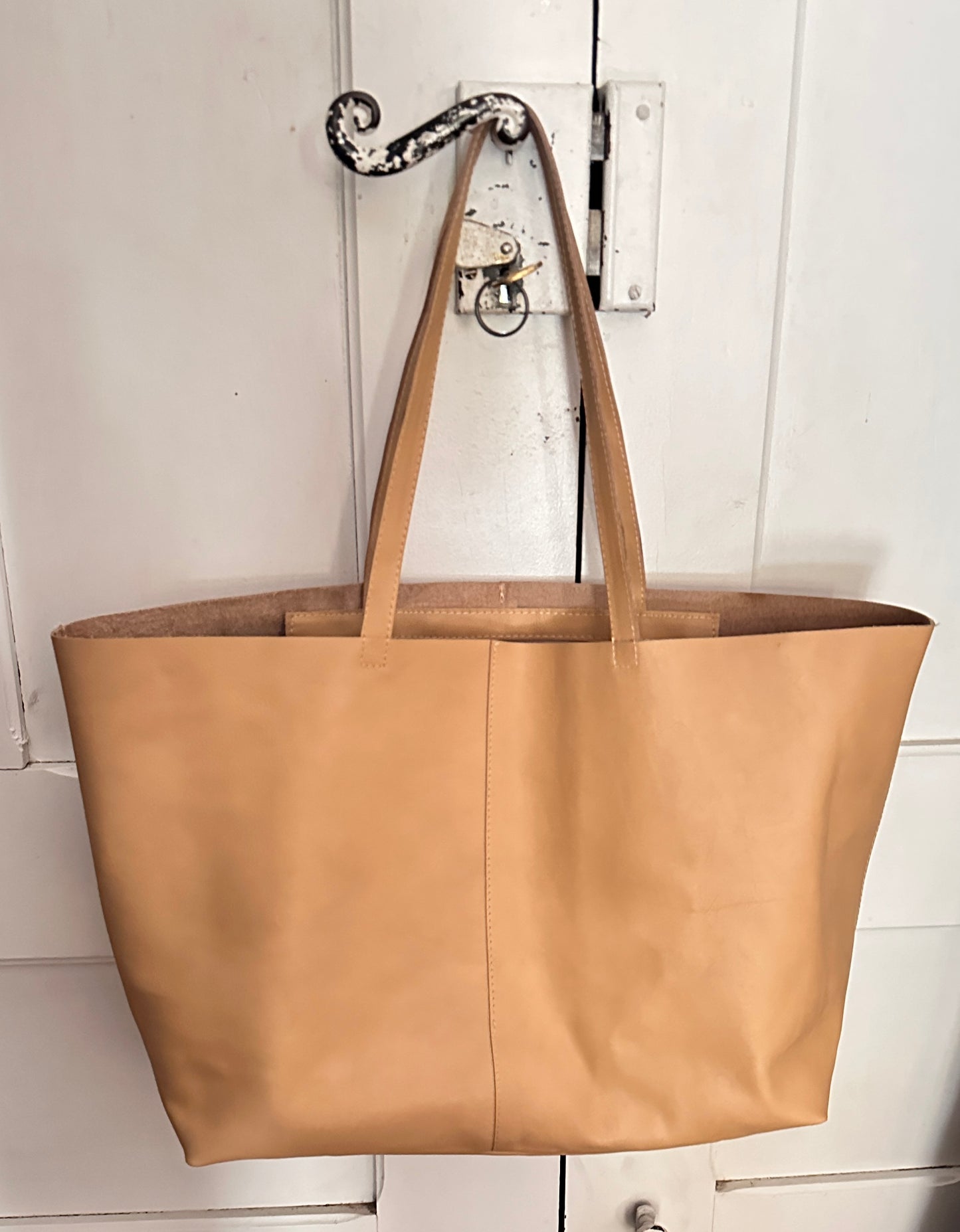 Sac Tote en Cuir Italien Fait Main - Beige Camel