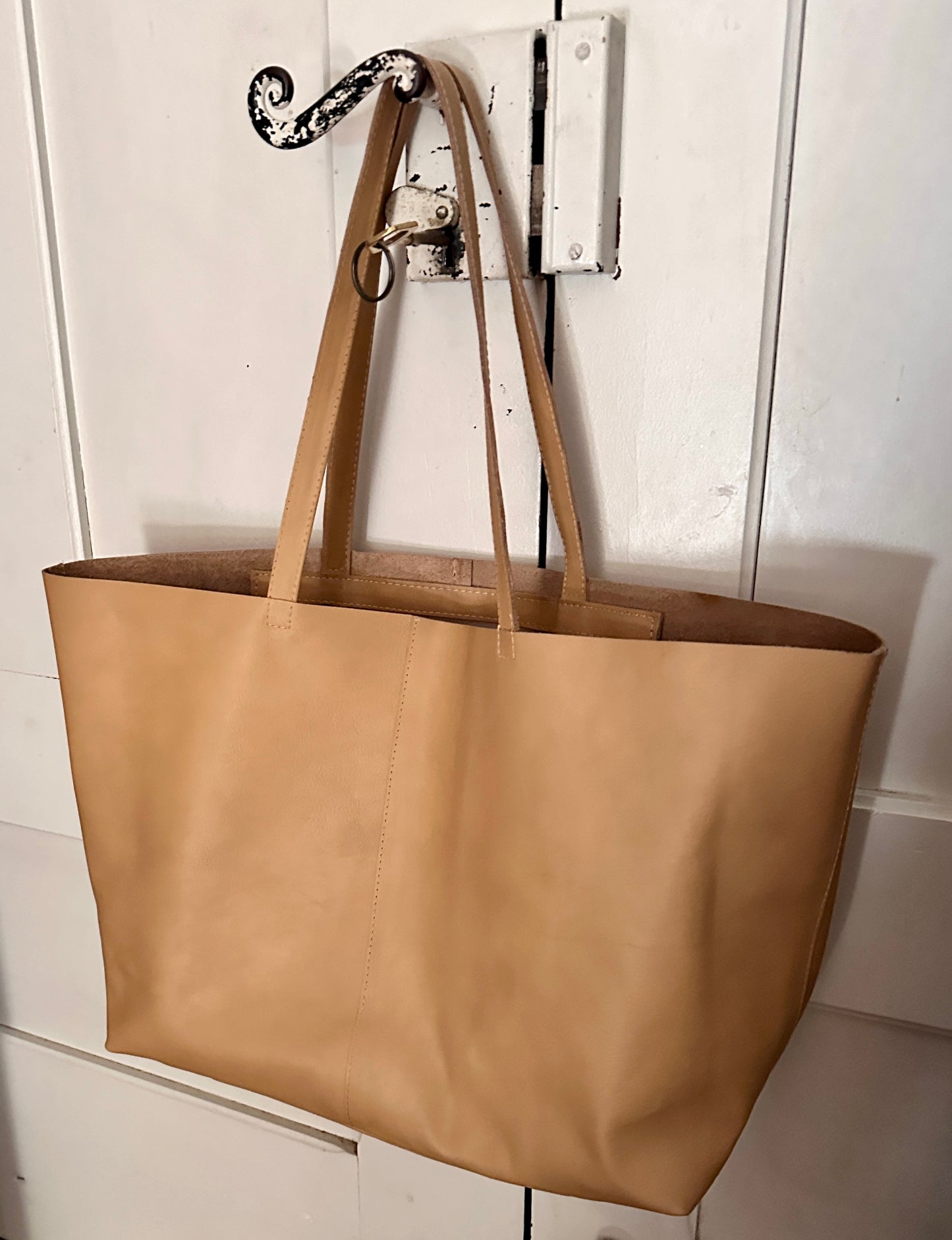 Sac Tote en Cuir Italien Fait Main - Beige Camel