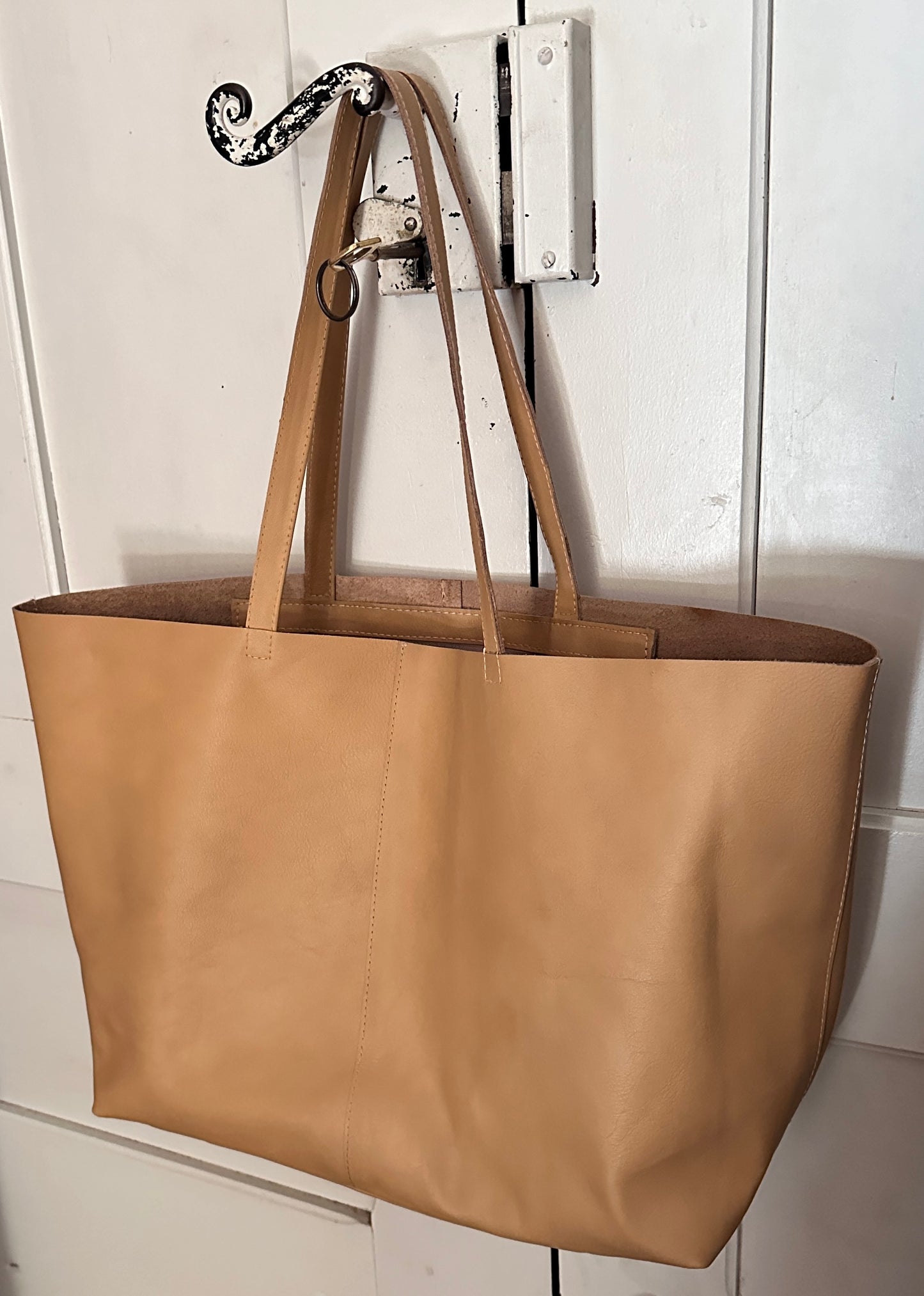 Sac Tote en Cuir Italien Fait Main - Beige Camel