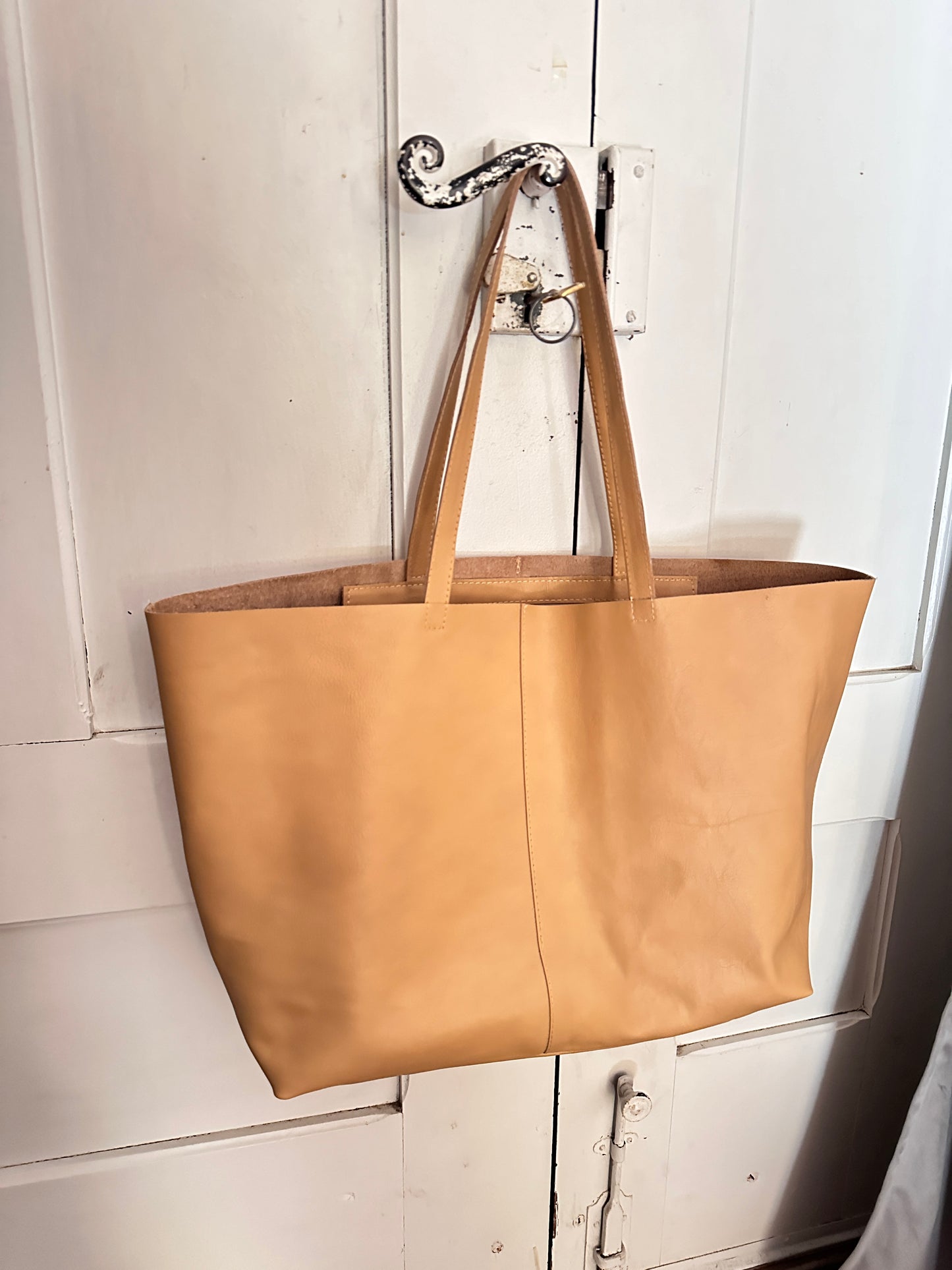 Sac Tote en Cuir Italien Fait Main - Beige Camel