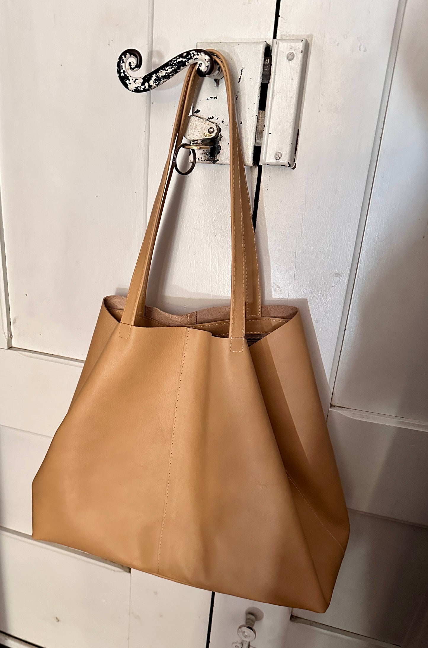 Sac Tote en Cuir Italien Fait Main - Beige Camel