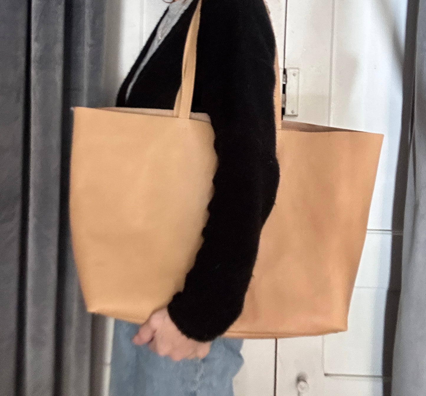 Sac Tote en Cuir Italien Fait Main - Beige Camel