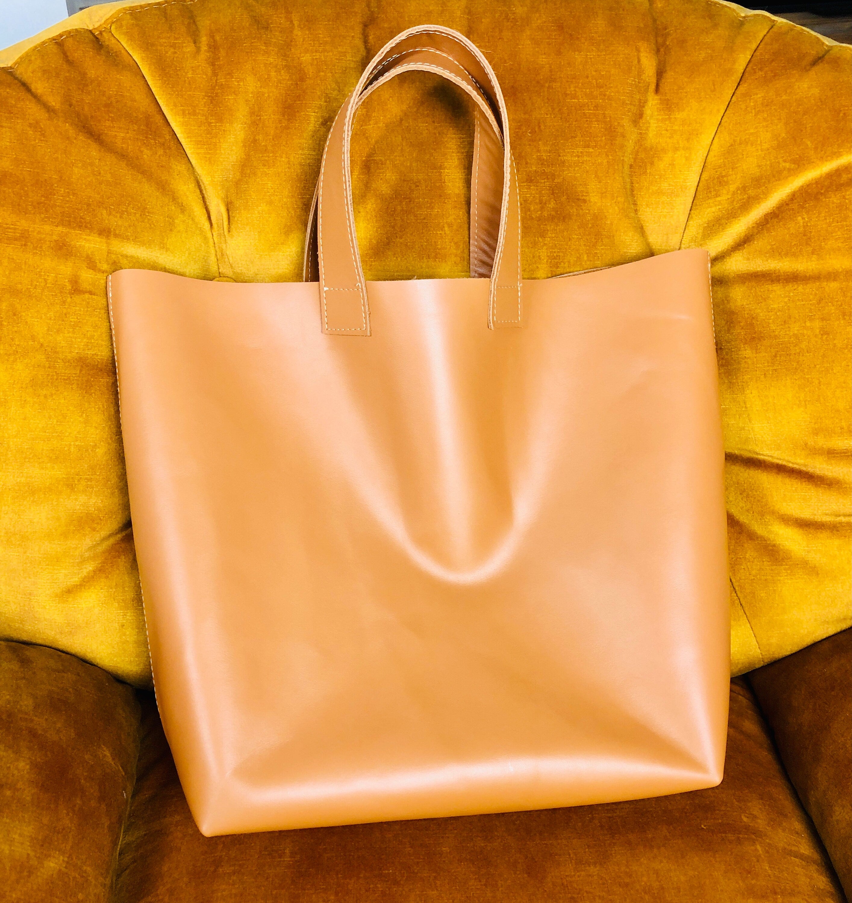 Camel color clearance leather tote bag