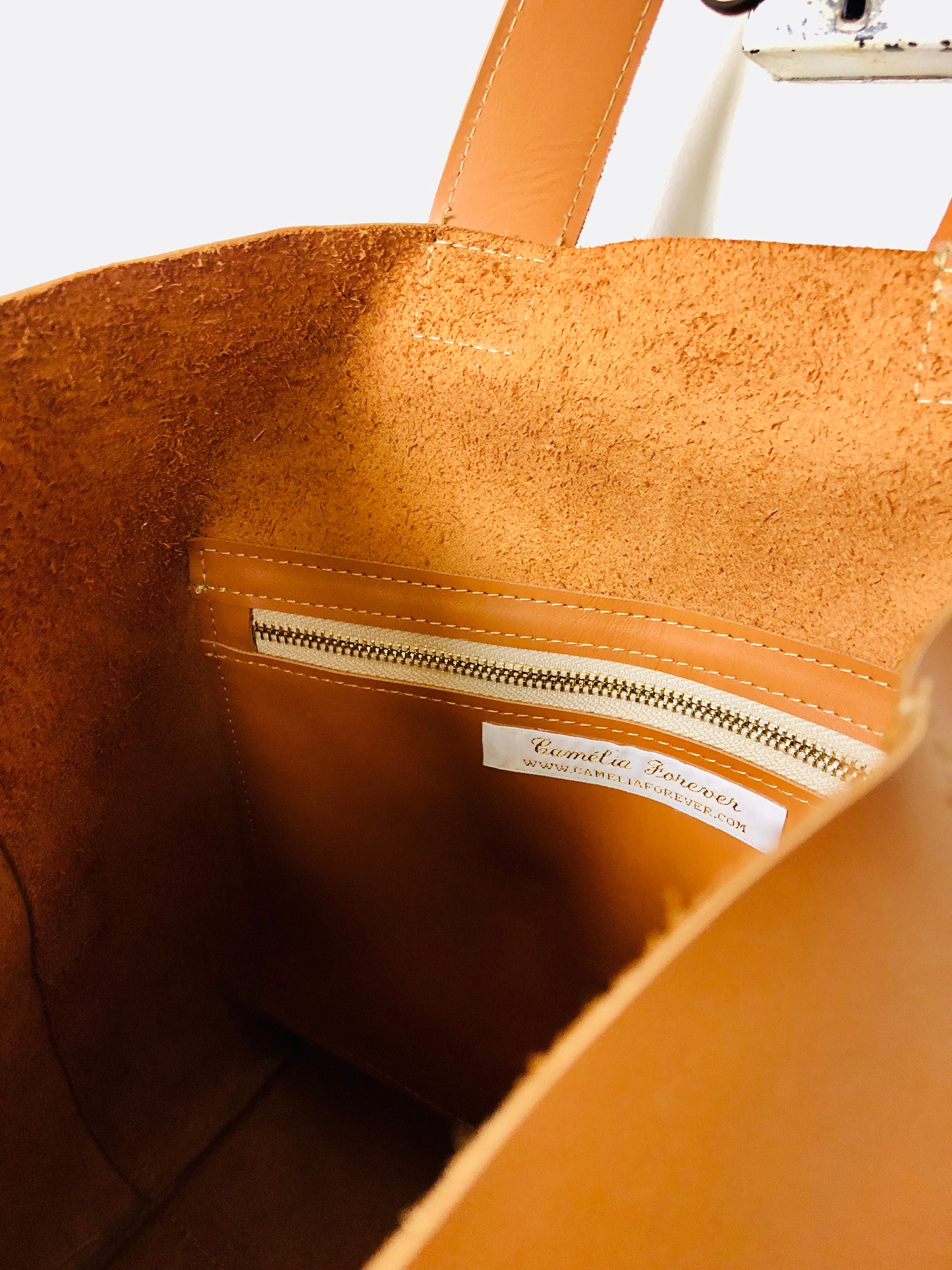 Camel hot sale leather tote