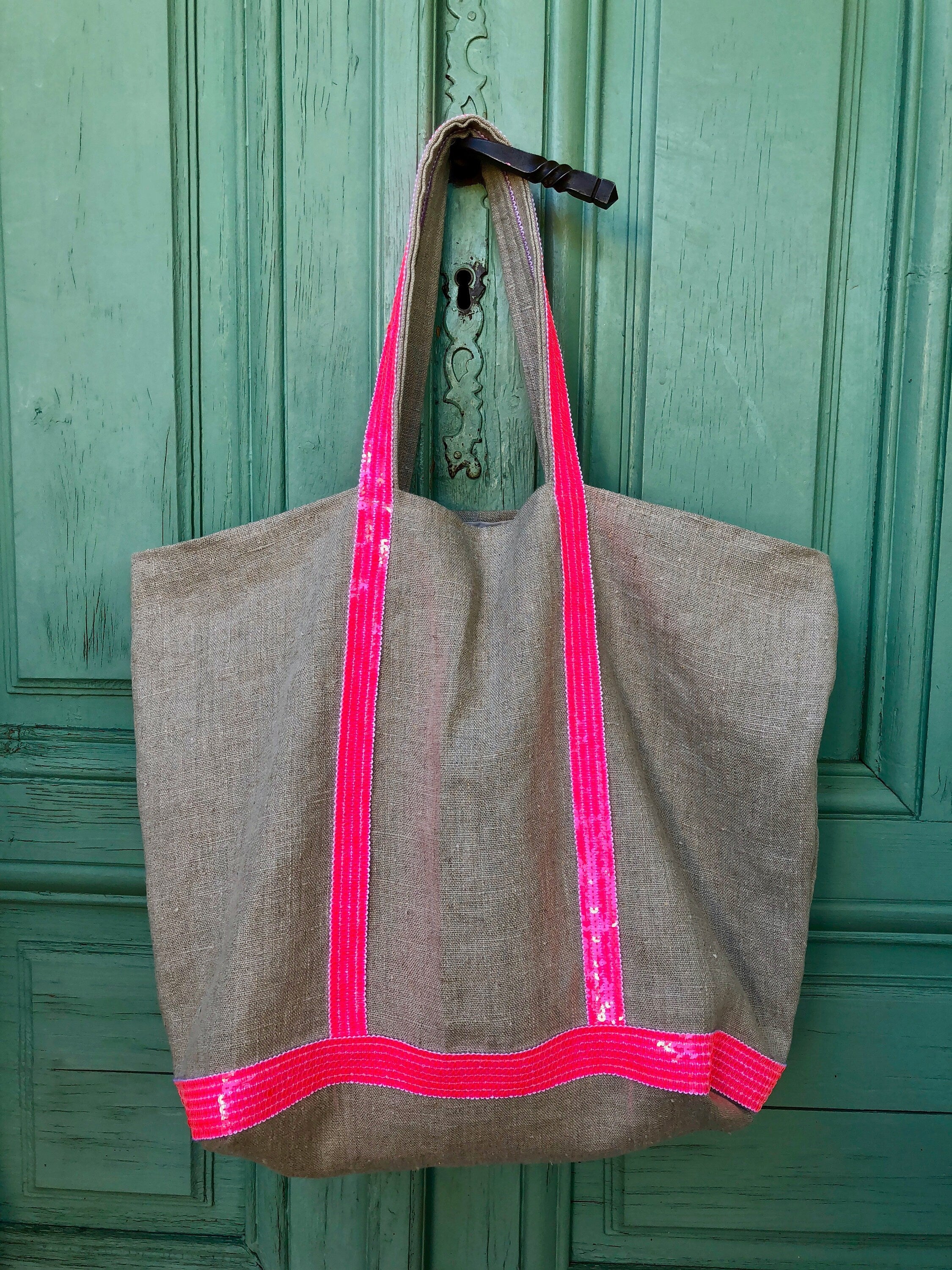 Linen on sale beach bag